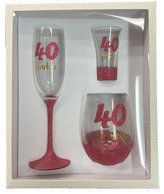 40th Birthday - Hot Pink 3 Piece Gift Pack