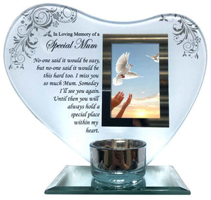 Remembrance Candle Holder & Photo Frame Special Mum / Dad