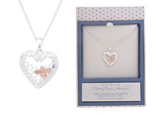 Necklace Silver & Rose Gold Equilibrium Heart / Honey Bee
