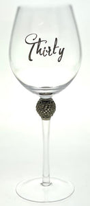 Wine Glass 30th - Ball Diamante
