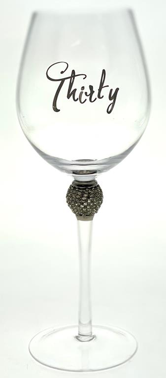 Wine Glass 30th - Ball Diamante