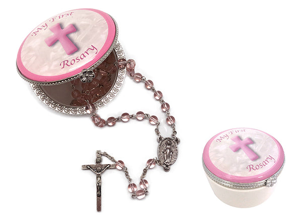 First Rosary Porcelain Box - Pink